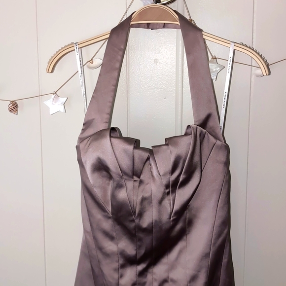 Karen Millen Dresses & Skirts - Karen Millen Satin Halter Dress Lilac Grey Formal Size 8 US